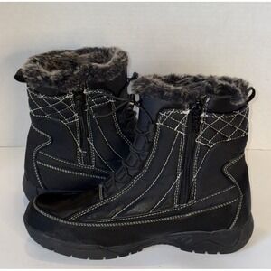 Totes Women's 8.5 W Barbara Ankle Boots THERMOLITE Black Waterproof Zipper Lined